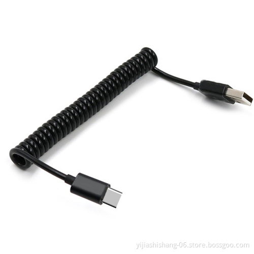 Wholesale Coiled Mini USB Cable Right-Angle 90 Degree USB 2.0A to Mini USB Spring Cable